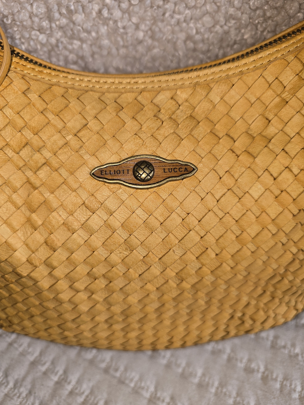 Elliott Lucca Woven Mustard Leather Hobo Bag - Picture 2 of 12